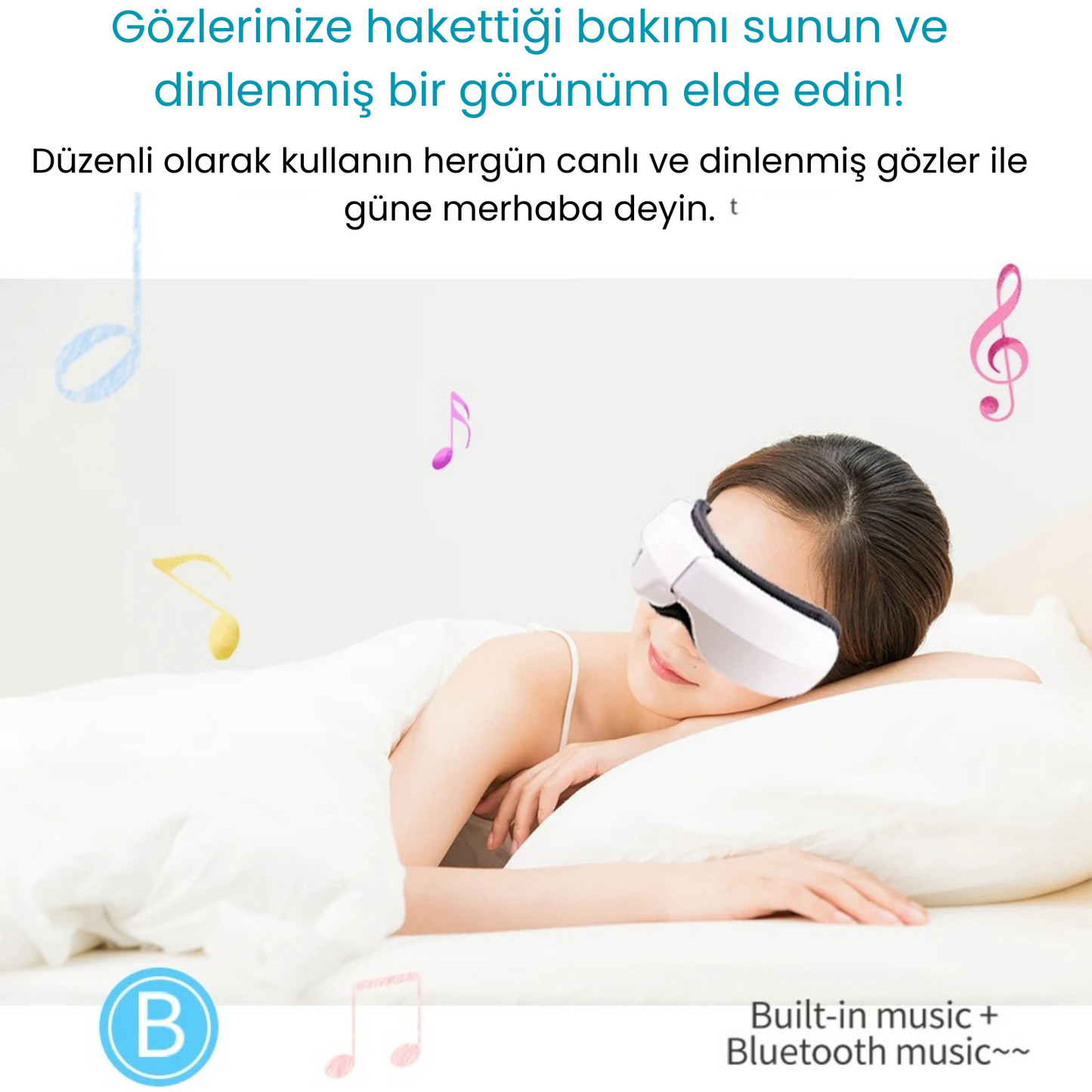 Isıtmalı Titreşimli Göz Masaj Aleti | Hava Basınçlı & Bluetooth Müzikli Rahatlama